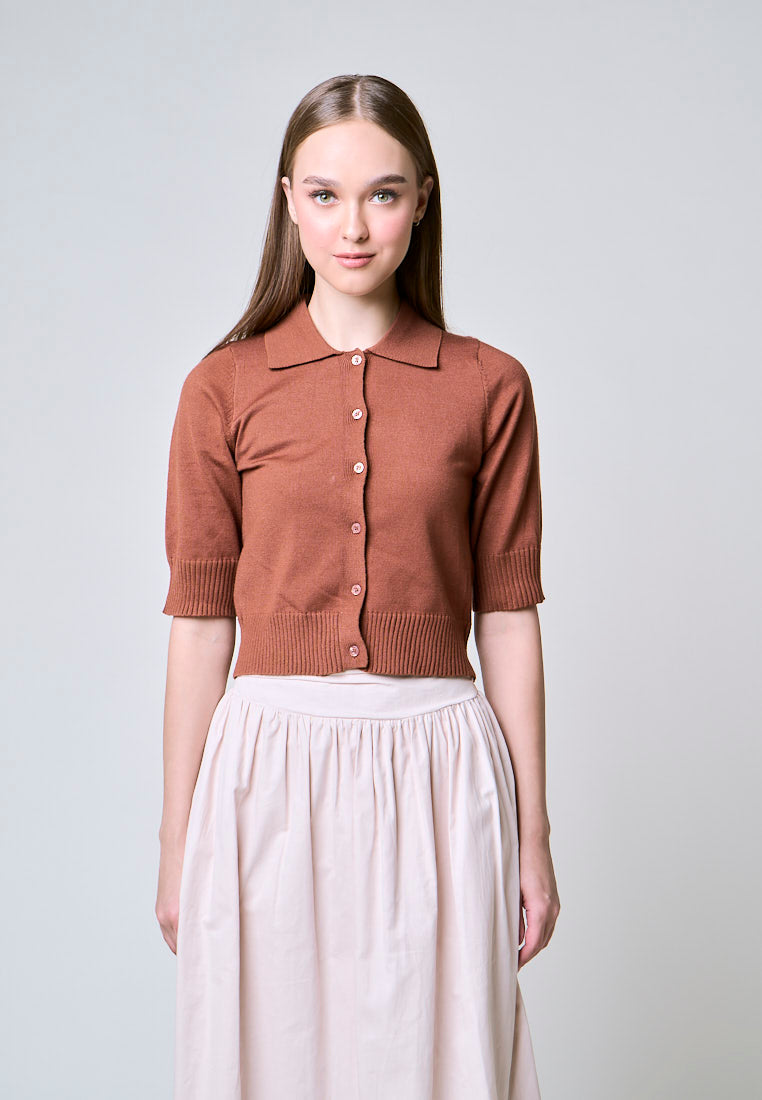 Mossimo Savannah Dark Brown Knits Top with 3/4 Sleeves