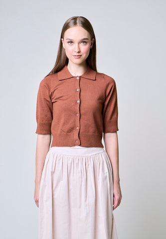 Mossimo Savannah Dark Brown Knits Top with 3/4 Sleeves