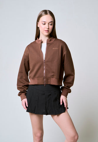 Mossimo Eliana Brown Cropped Bomber Jacket