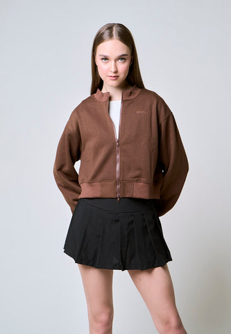 Mossimo Eliana Brown Cropped Bomber Jacket
