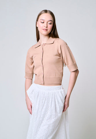 Mossimo Savannah Brown Knits Top with 3/4 Sleeves