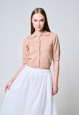 Mossimo Savannah Brown Knits Top with 3/4 Sleeves