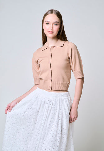 Mossimo Savannah Brown Knits Top with 3/4 Sleeves