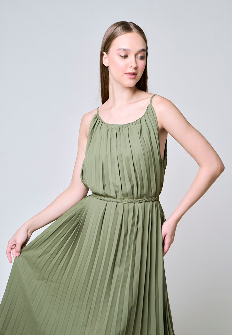 Mossimo Annie Green Halter Pleated Dress
