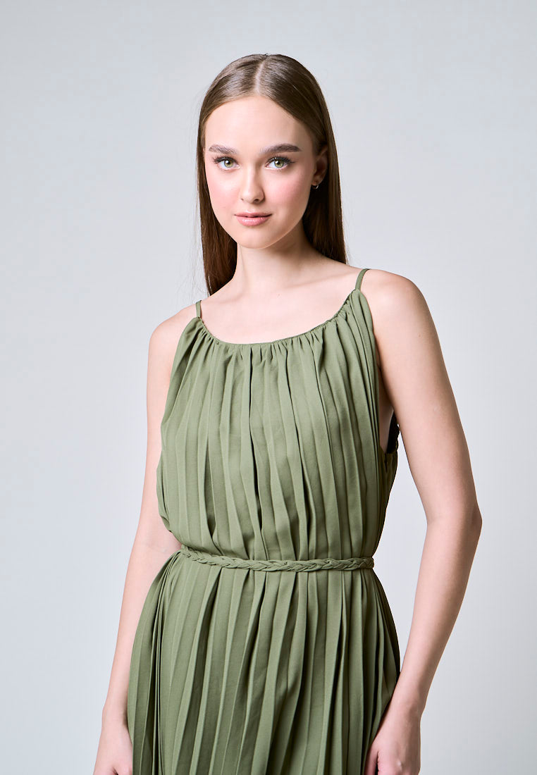 Mossimo Annie Green Halter Pleated Dress
