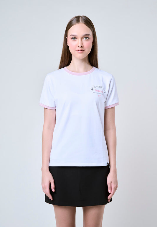 Mossimo Lilienne White Ringer Classic Fit Tee For Women