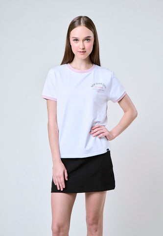 Mossimo Lilienne White Ringer Classic Fit Tee For Women