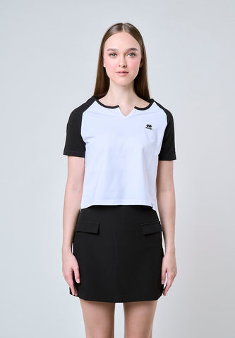 Mossimo Nyssa White Raglan Classic Cropped Fit Tee