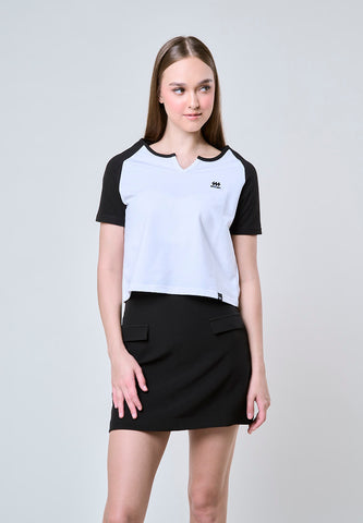 Mossimo Nyssa White Raglan Classic Cropped Fit Tee