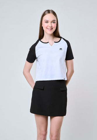 Mossimo Nyssa White Raglan Classic Cropped Fit Tee