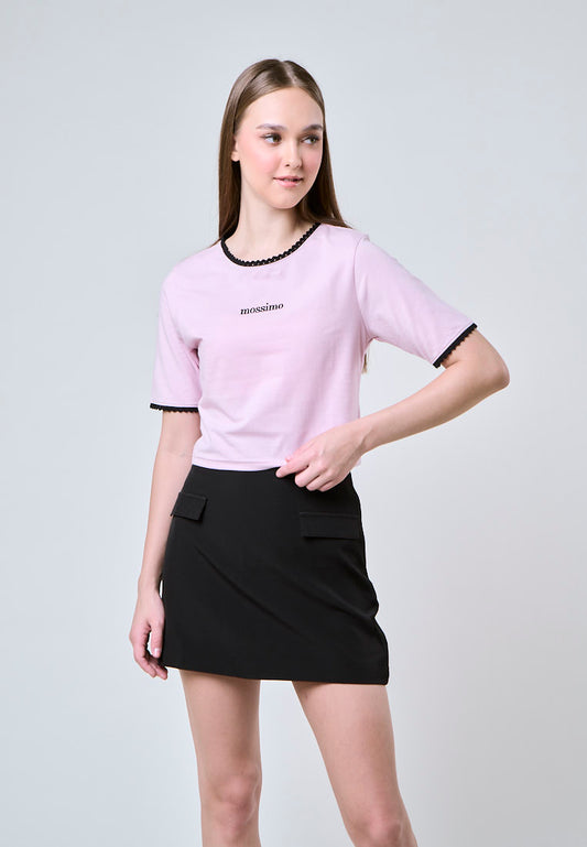 Mossimo Asha Pink Retro Cropped Fit Tee