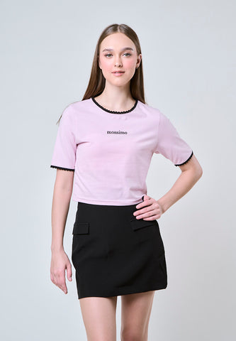 Mossimo Asha Pink Retro Cropped Fit Tee