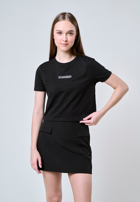 Mossimo Maxine Black Classic Crop Fit Tee