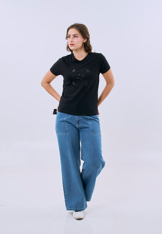 Mossimo Avielle Black Classic Fit Tee For Women