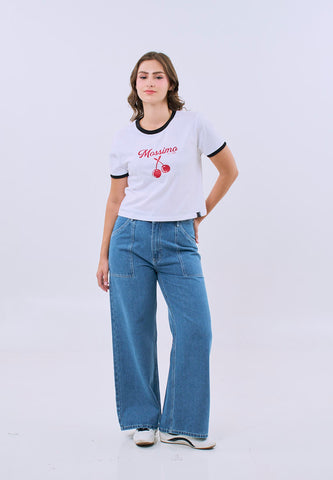 Mossimo Valerie White Classic Cropped Fit Tee For Women