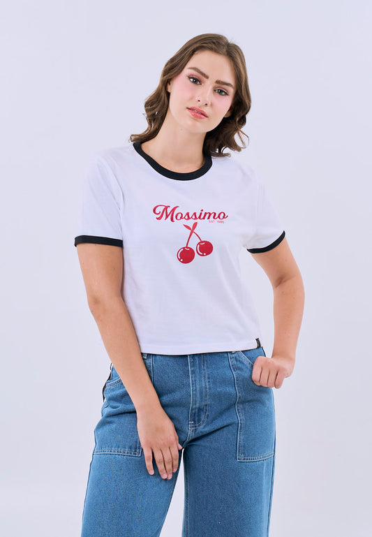 Mossimo Valerie White Classic Cropped Fit Tee For Women