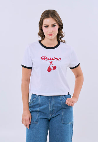 Mossimo Valerie White Classic Cropped Fit Tee For Women