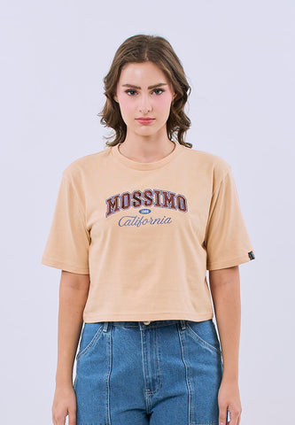 Mossimo Amelie Beige Modern Cropped Fit Tee For Women