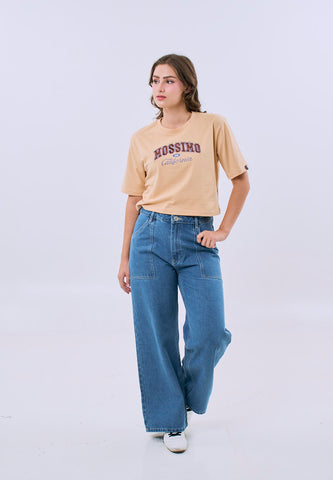 Mossimo Amelie Beige Modern Cropped Fit Tee For Women