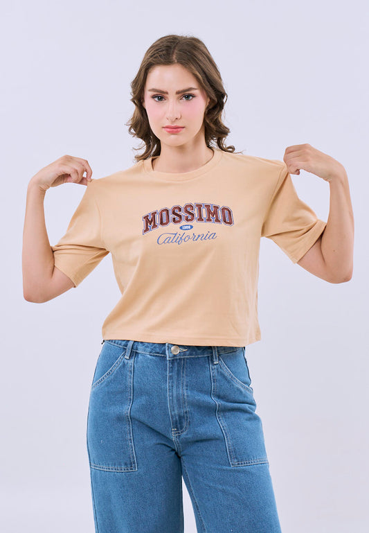 Mossimo Amelie Beige Modern Cropped Fit Tee For Women