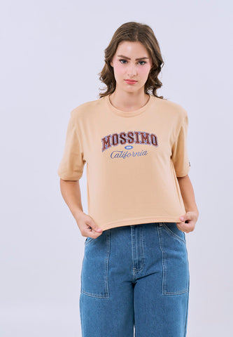 Mossimo Amelie Beige Modern Cropped Fit Tee For Women