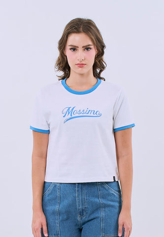 Mossimo White Ringer Classic Cropped Fit Tee For Women