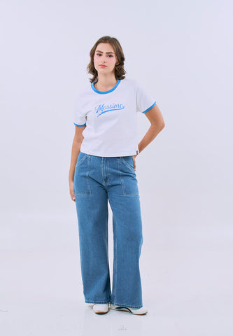 Mossimo White Ringer Classic Cropped Fit Tee For Women
