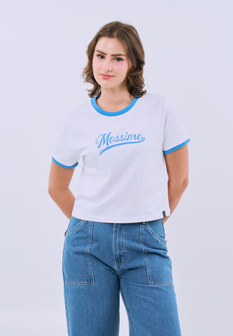 Mossimo White Ringer Classic Cropped Fit Tee For Women
