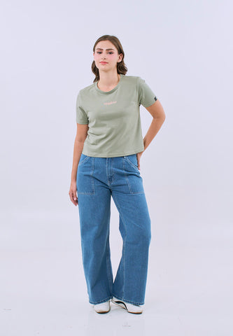 Mossimo Serene Pale Green Classic Cropped Fit Tee For Women