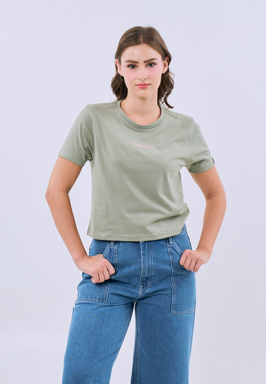 Mossimo Serene Pale Green Classic Cropped Fit Tee For Women