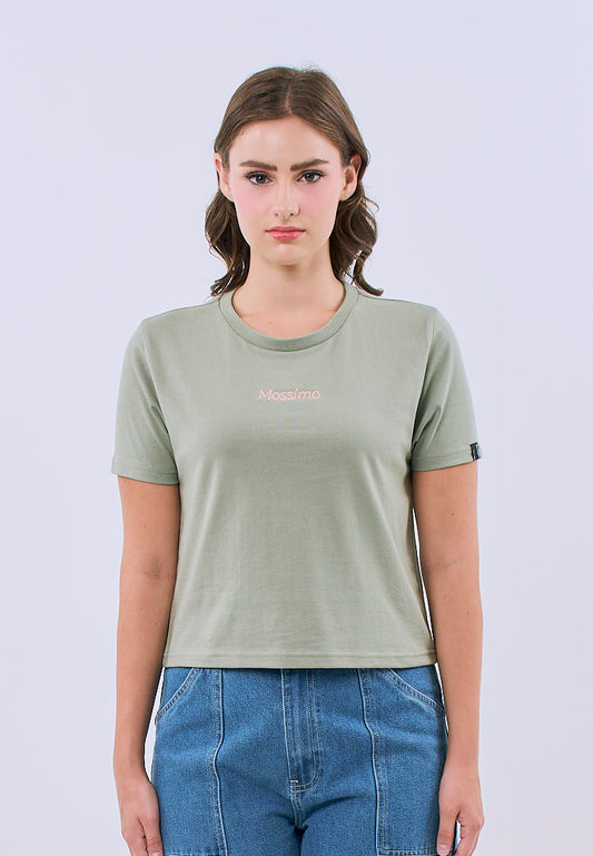 Mossimo Serene Pale Green Classic Cropped Fit Tee For Women
