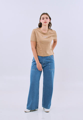 Mossimo Serene Pale Khaki Classic Cropped Fit Tee For Women