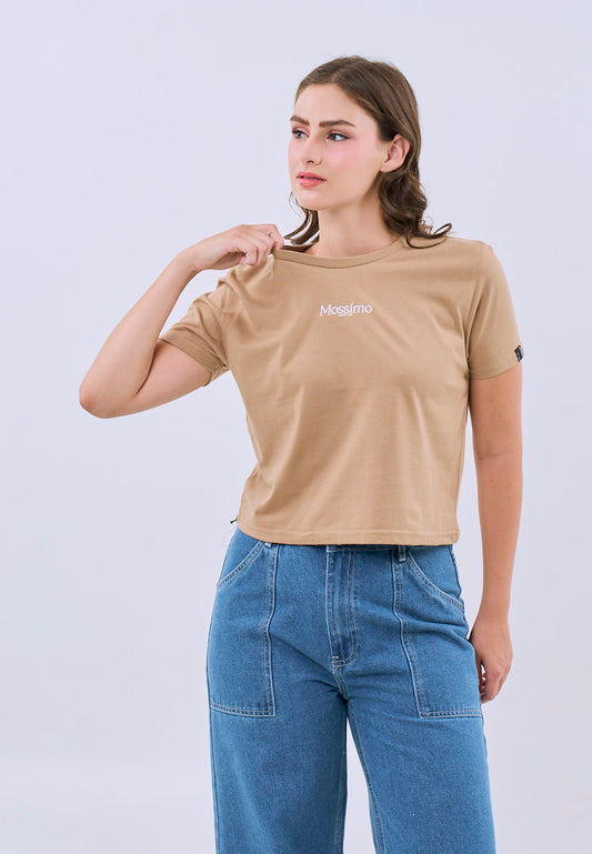 Mossimo Serene Pale Khaki Classic Cropped Fit Tee For Women