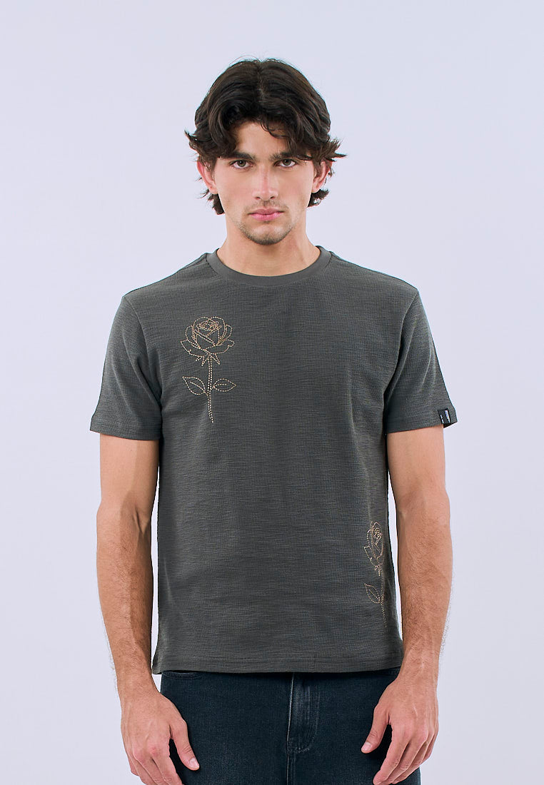 Mossimo Unisex Gray Embroidered Flower Unisex Fit Tee