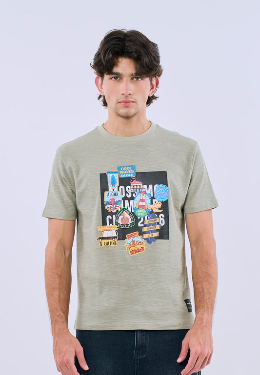 Mossimo Unisex Pale Green Graphic Unisex Fit Tee