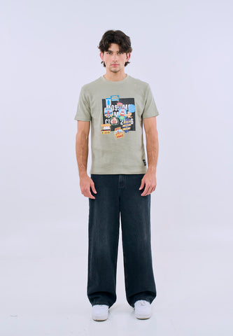 Mossimo Unisex Pale Green Graphic Unisex Fit Tee