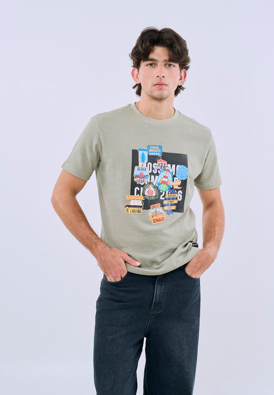 Mossimo Unisex Pale Green Graphic Unisex Fit Tee