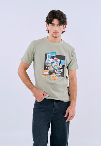 Mossimo Unisex Pale Green Graphic Unisex Fit Tee