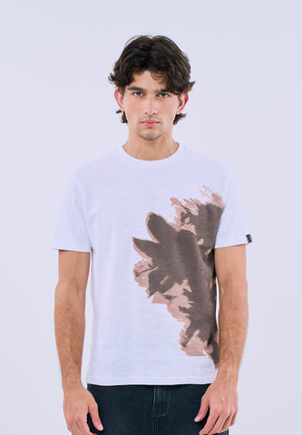 Mossimo Unisex White Abstract Discharge Print Tee