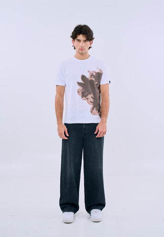 Mossimo Unisex White Abstract Discharge Print Tee