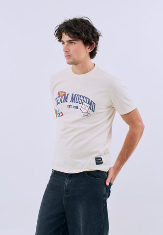 Mossimo Unisex Cream Graphic Logo Unisex Fit Tee