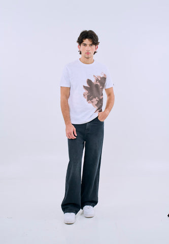 Mossimo Unisex White Abstract Discharge Print Tee