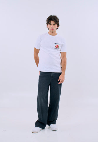 Mossimo Unisex White Graphic Unisex Fit Tee with Back Print