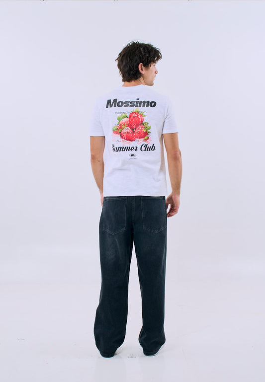 Mossimo Unisex White Graphic Unisex Fit Tee with Back Print