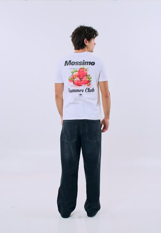 Mossimo Unisex White Graphic Unisex Fit Tee with Back Print