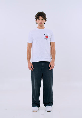 Mossimo Unisex White Graphic Unisex Fit Tee with Back Print