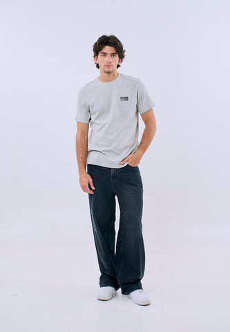 Mossimo Men's Heather Gray Classic Fit Tee with Small Logo Print