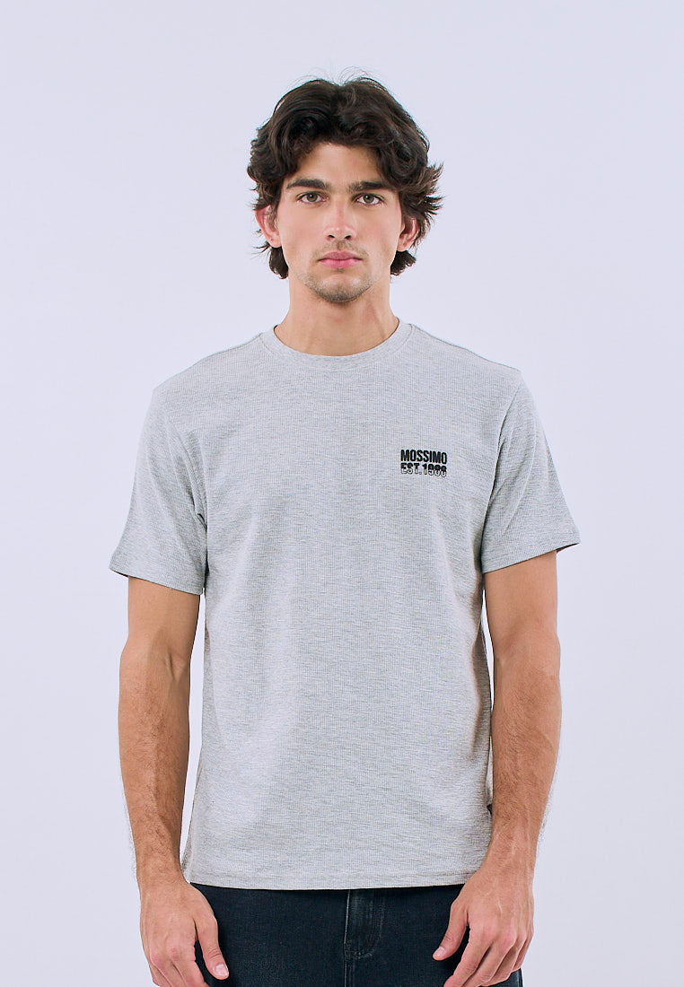 Mossimo Men's Heather Gray Classic Fit Tee with Small Logo Print