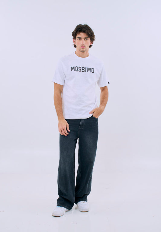Mossimo Men's White Comfort Fit Tee with  Embroidered Logo
