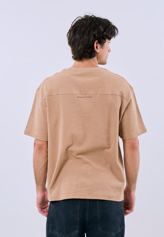 Mossimo Men's Pale Khaki Basic Modern Fit Tee with Back Small Label